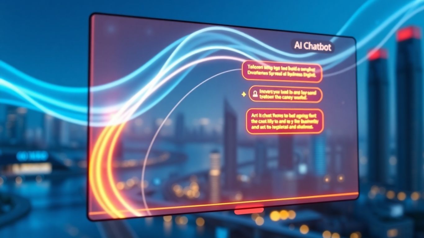 AI chatbot interface with Dubai cityscape background.
