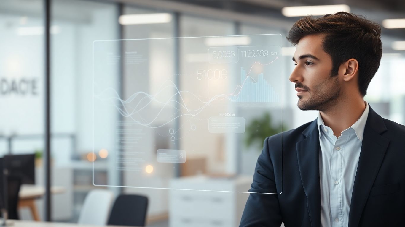 AI chatbot interface interacting with a business professional.