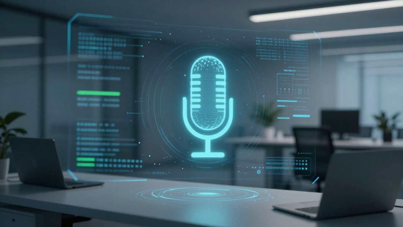 Holographic interface with microphone icon