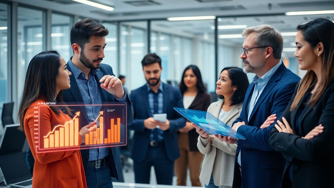 AI sales technology in a modern office