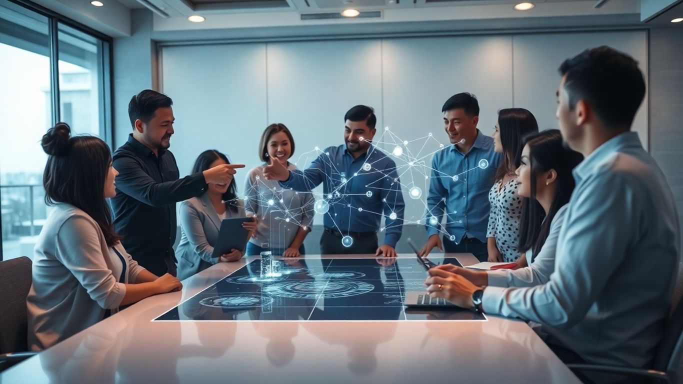 AI sales personalization with futuristic data visualization.