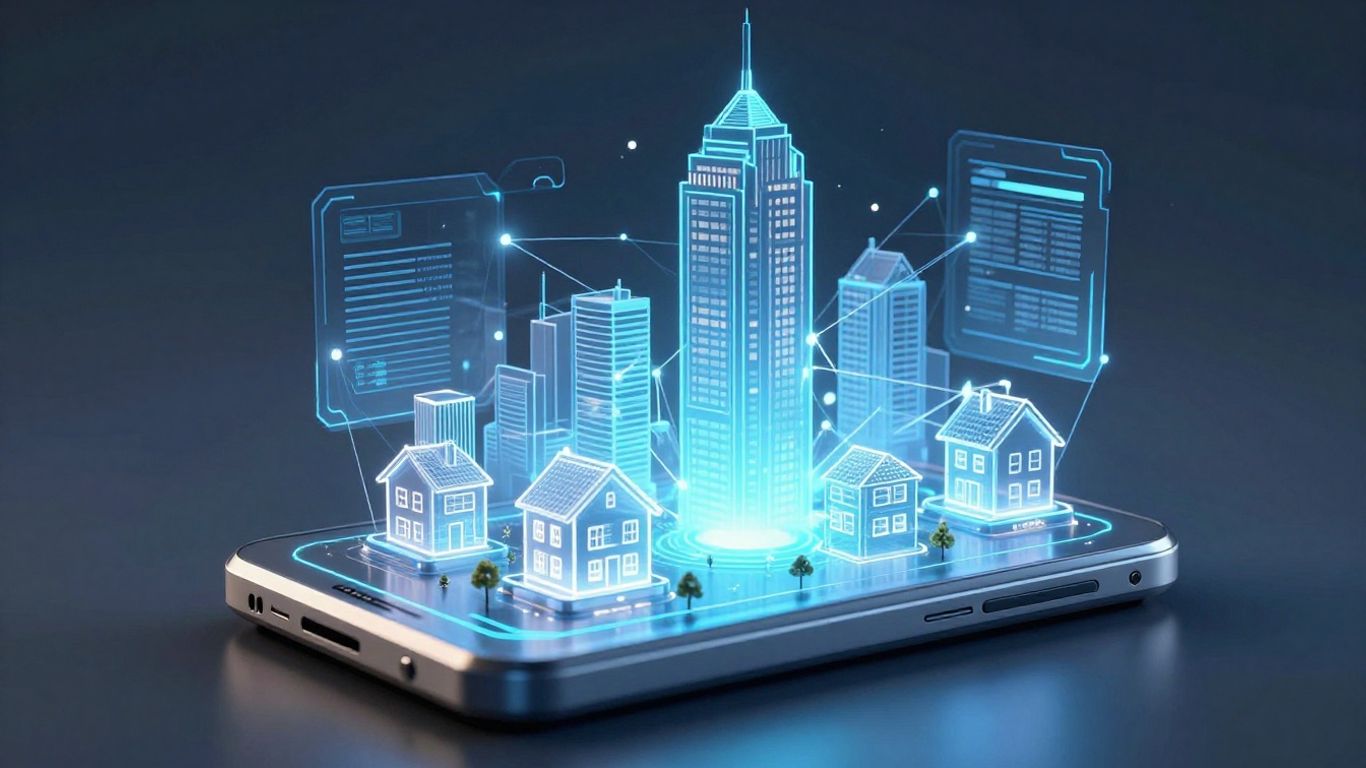 AI interface connecting to real estate properties.