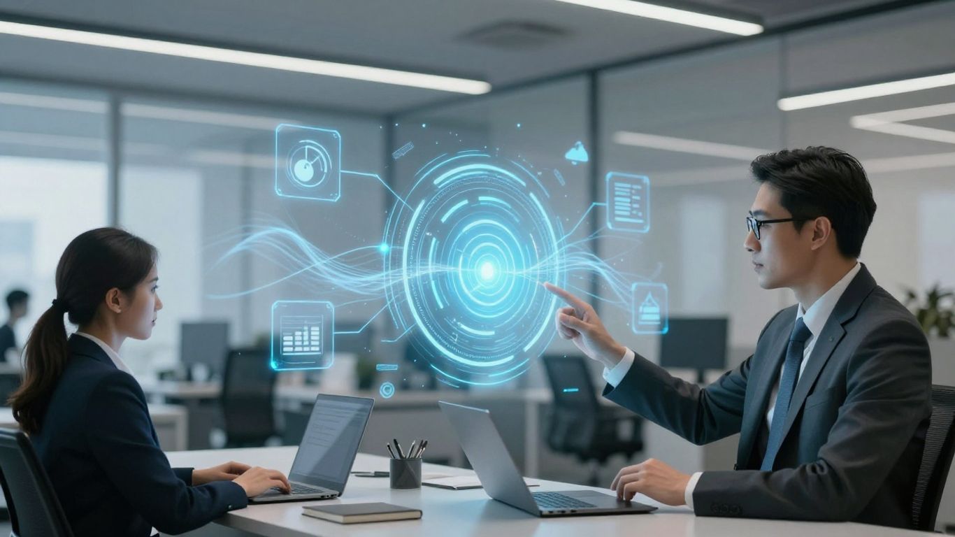 Financial advisor using AI tools for success.