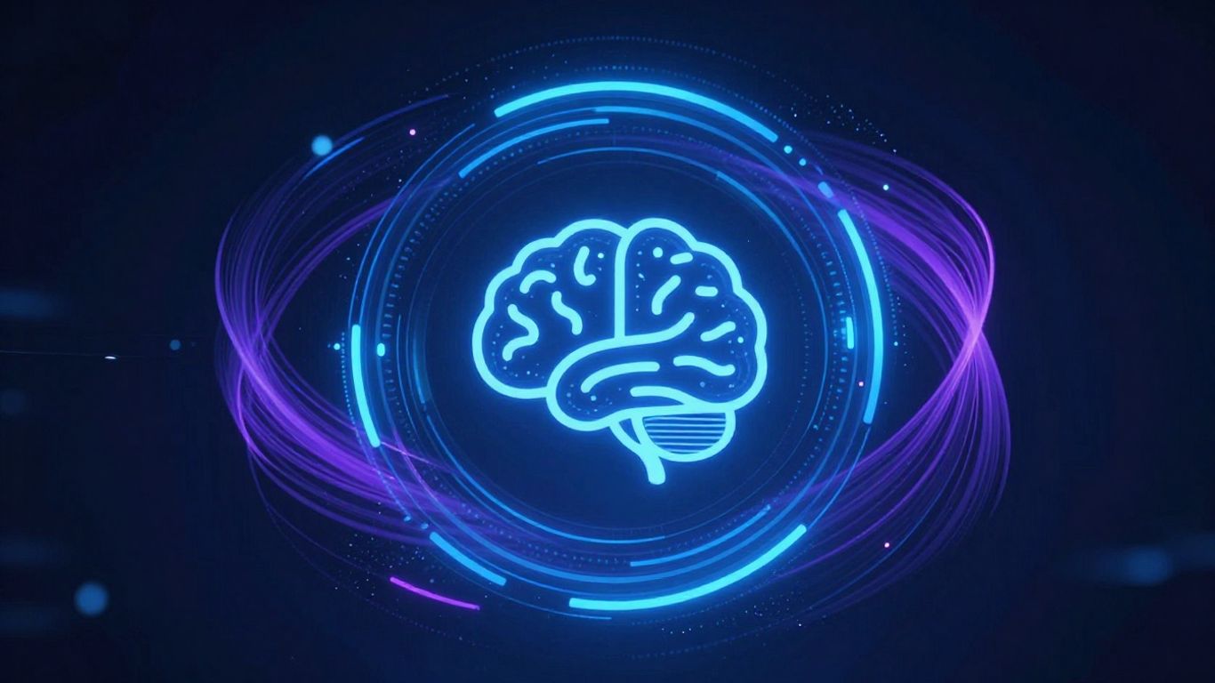 Forethought AI logo with futuristic digital patterns.