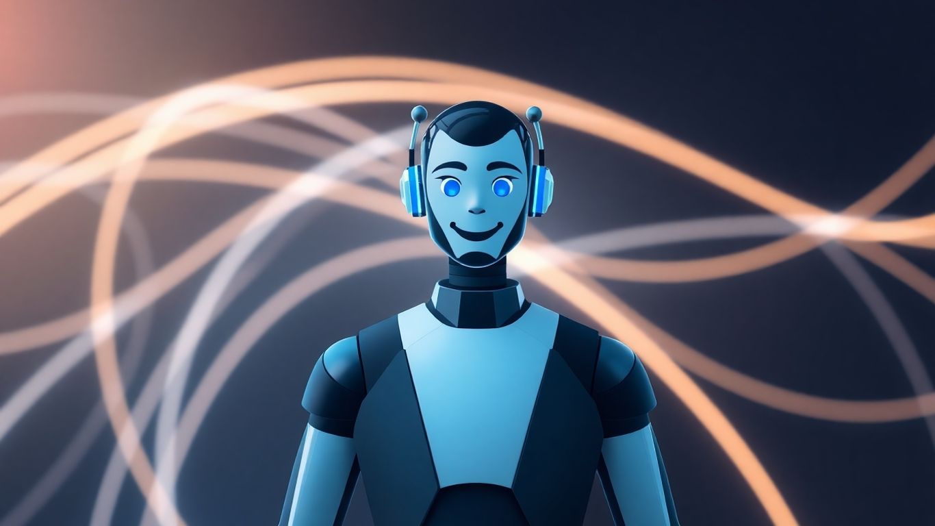 AI chatbot interface with futuristic design elements.