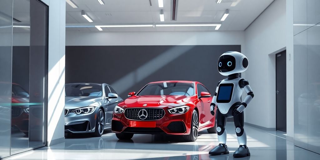 Car detailing bay with AI receptionist bot.