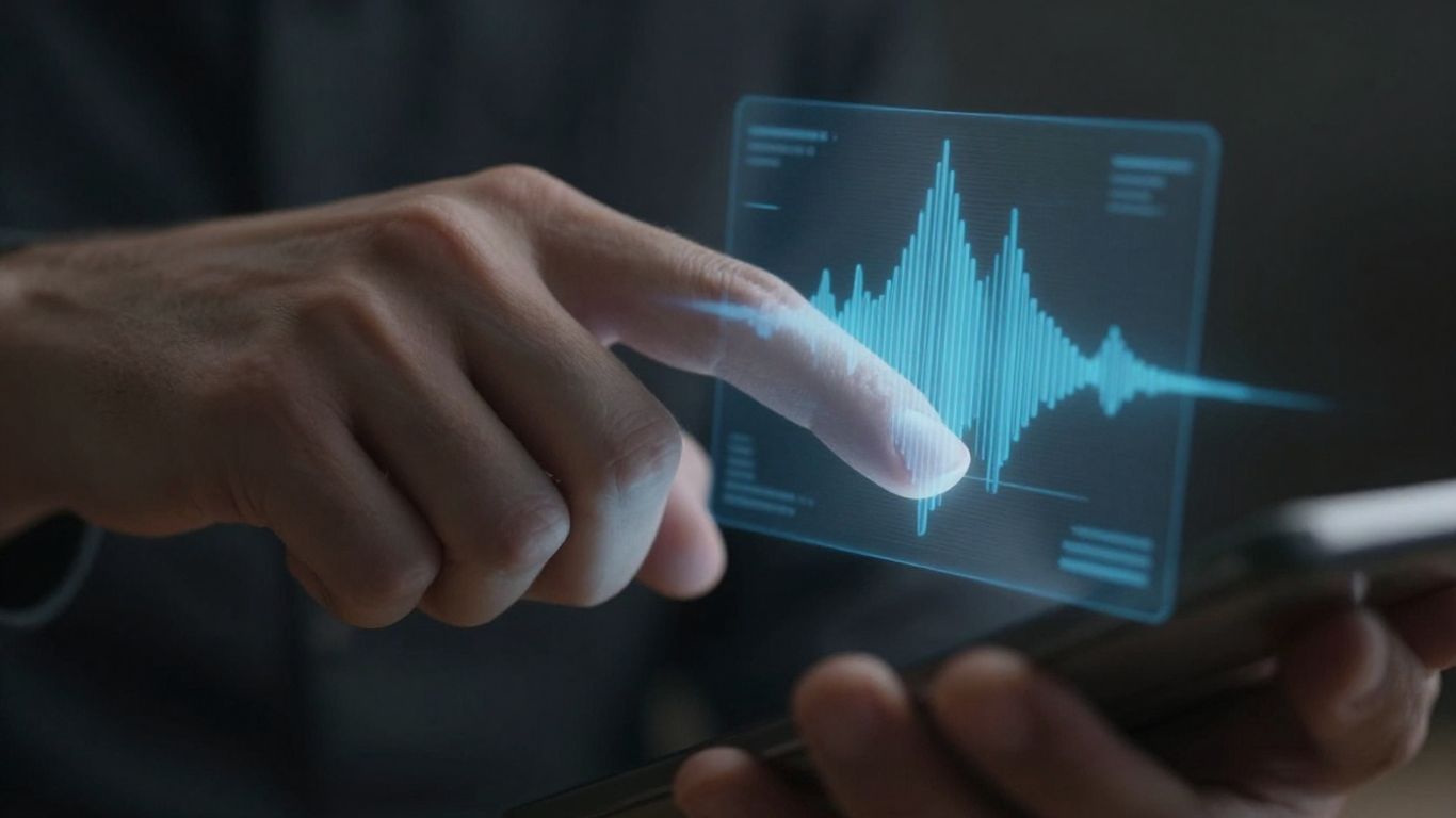 Hand controlling holographic soundwaves for AI voice control.