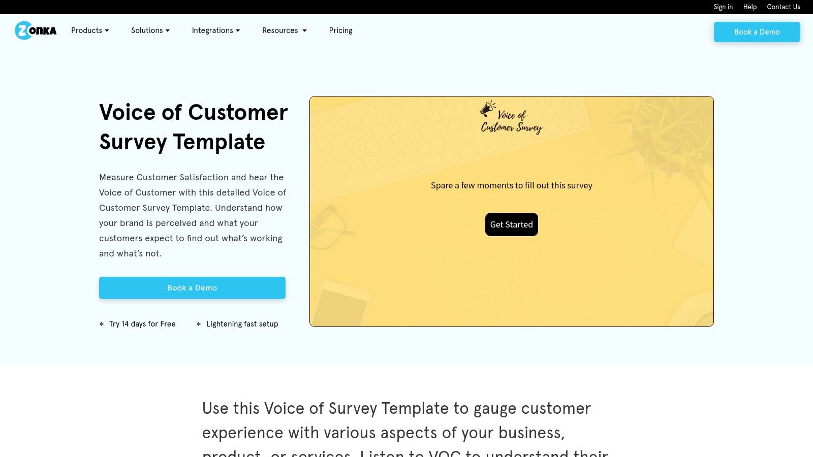 Zonka Feedback – Voice of Customer survey template