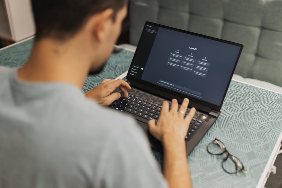 A modern office with an AI interface showcasing seamless communication.