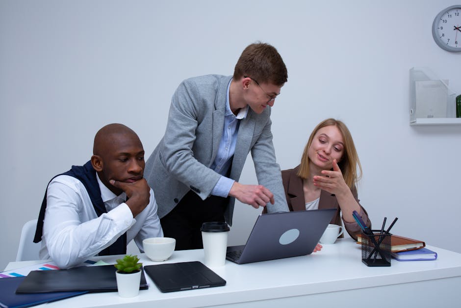 An illustration showing a diverse team collaborating over a digital communication platform, highlighting call management features.
