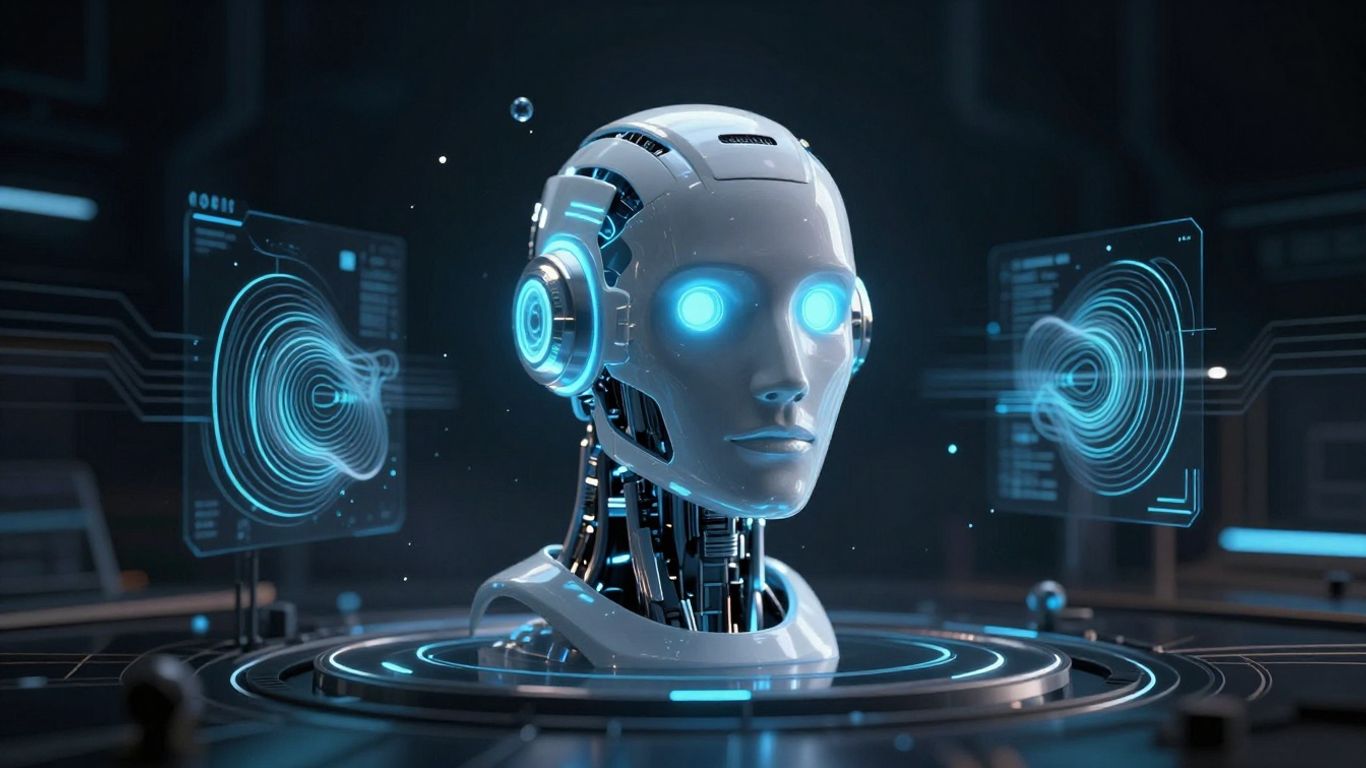 AI sales rep software interface with robot head