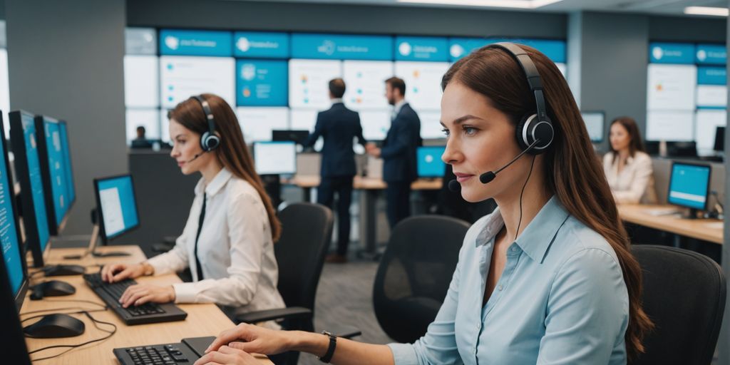 AI virtual assistants in a busy customer service center.
