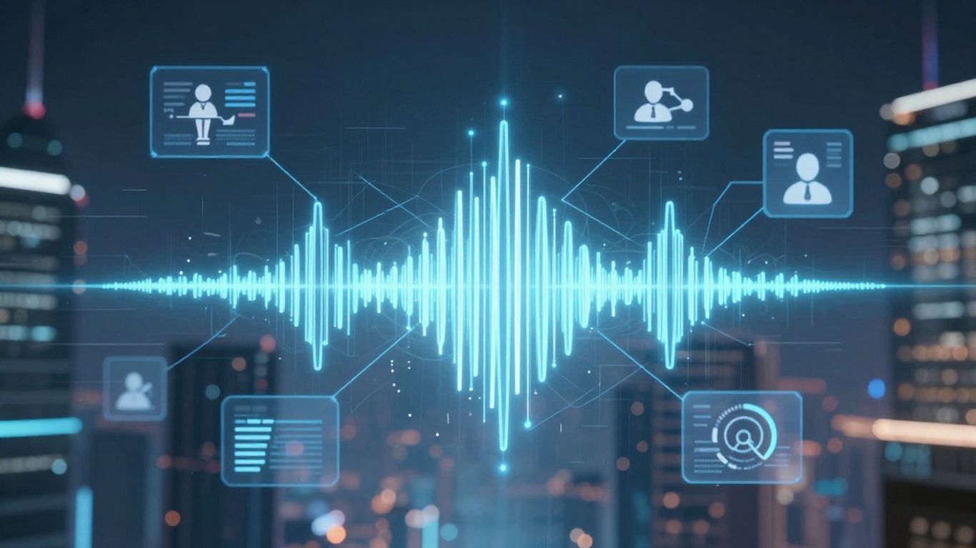 Voice AI CRM technology abstract visualization