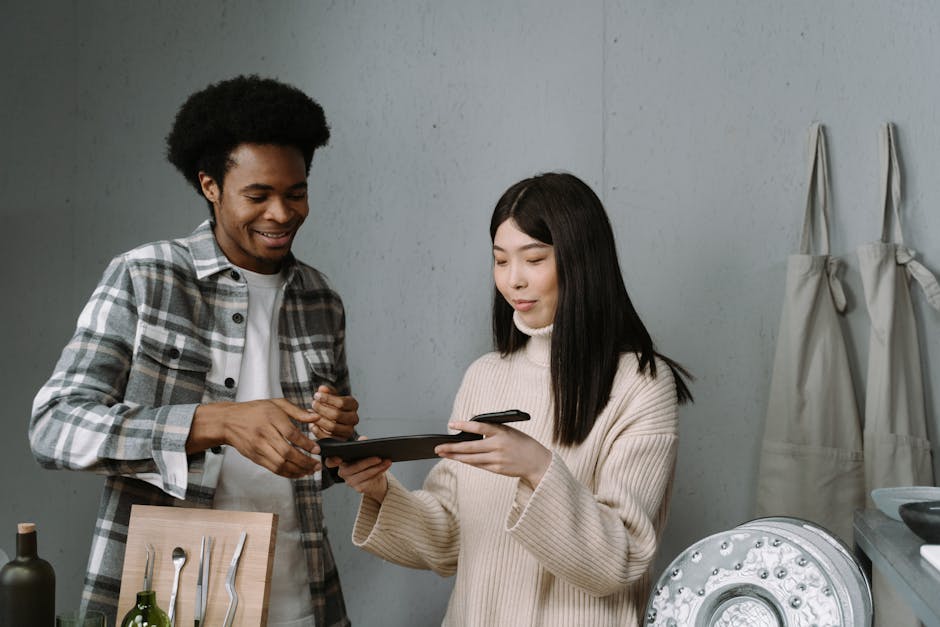 A vibrant coffee shop scene showcasing customers engaging with interactive AI communication tools.