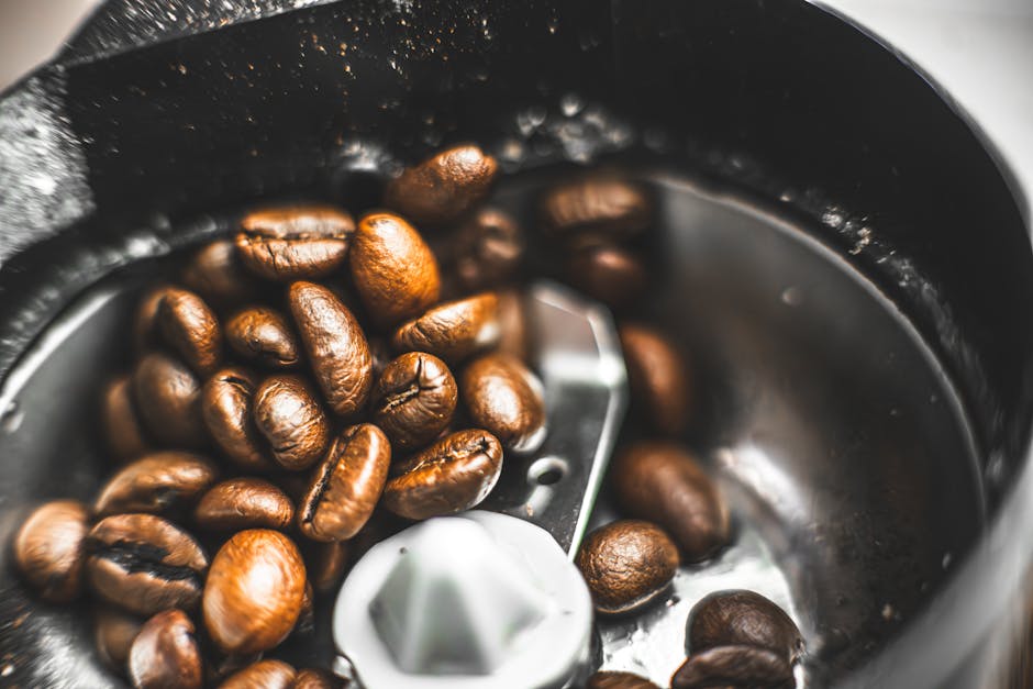 A cozy coffee shop with a roasting area, showcasing vibrant bags of specialty coffee beans and a barista passionately brewing a cup.