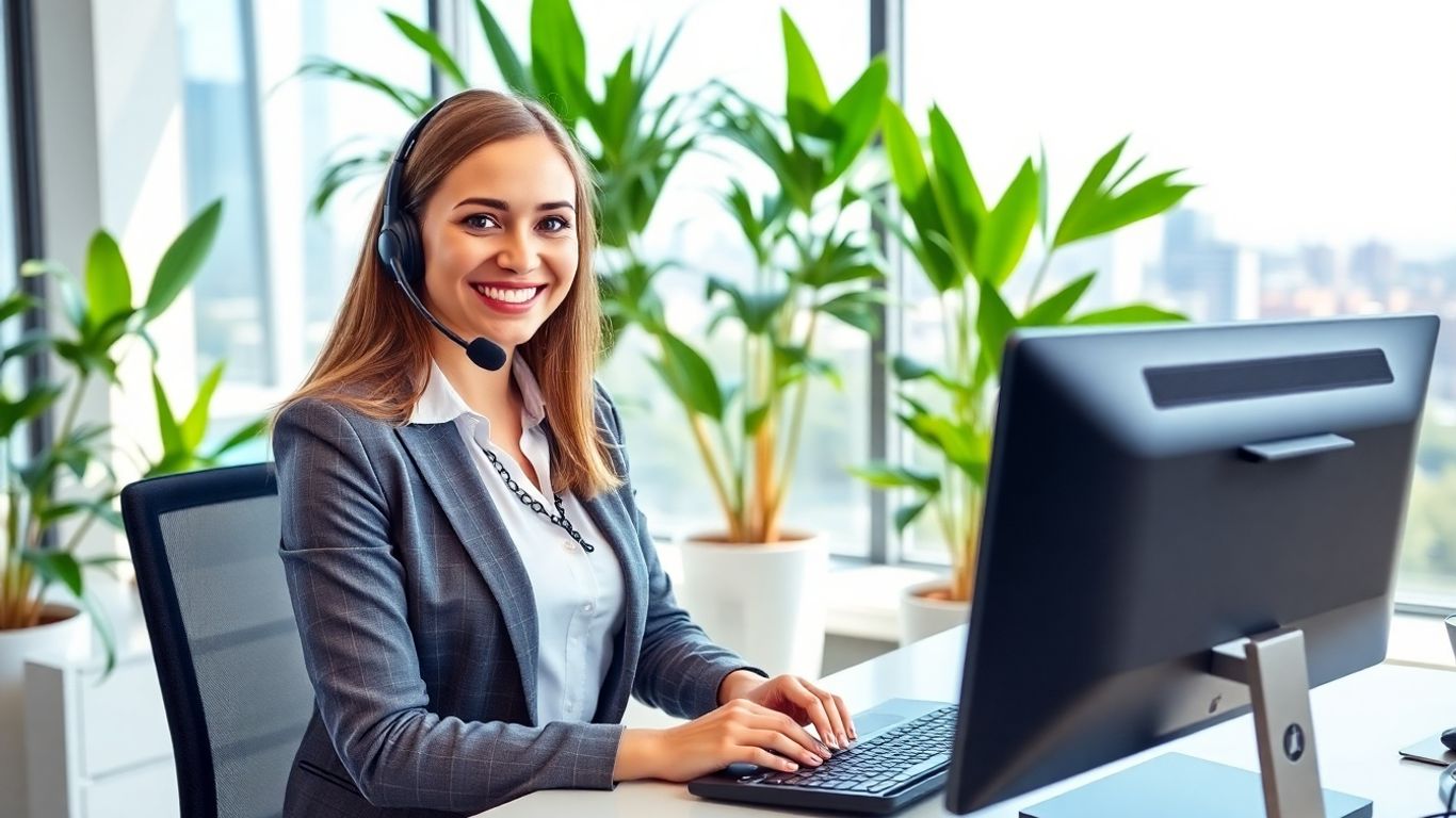 Virtual receptionist answering phone in Pomona office