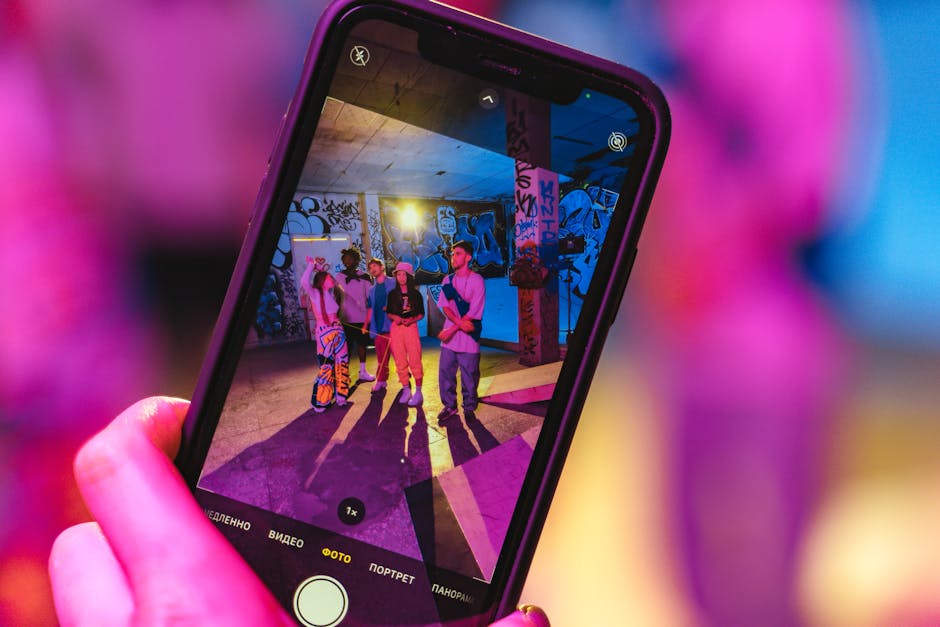 A vibrant image depicting a person happily using a smartphone in an urban setting, with great connectivity visuals like waves or signals around.