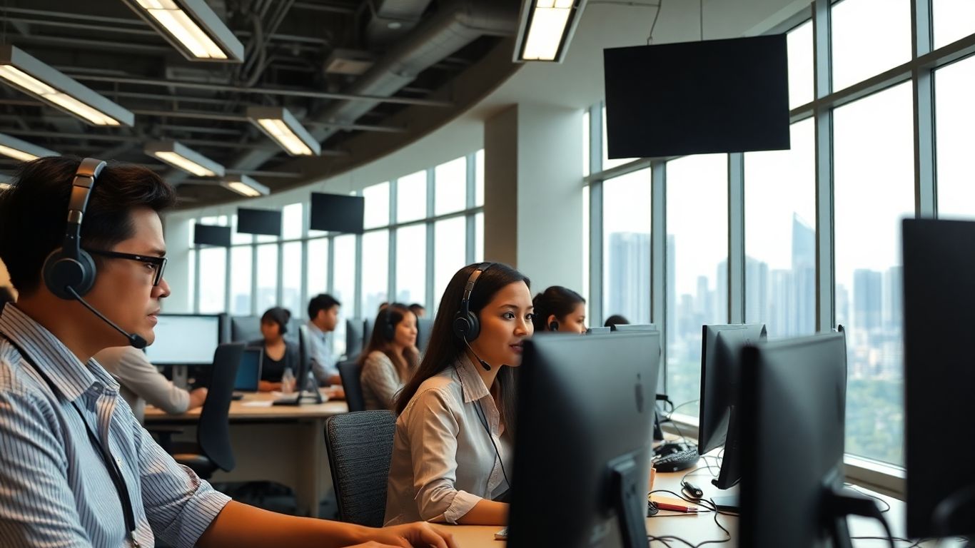 Filipino call center agents working in Manila office