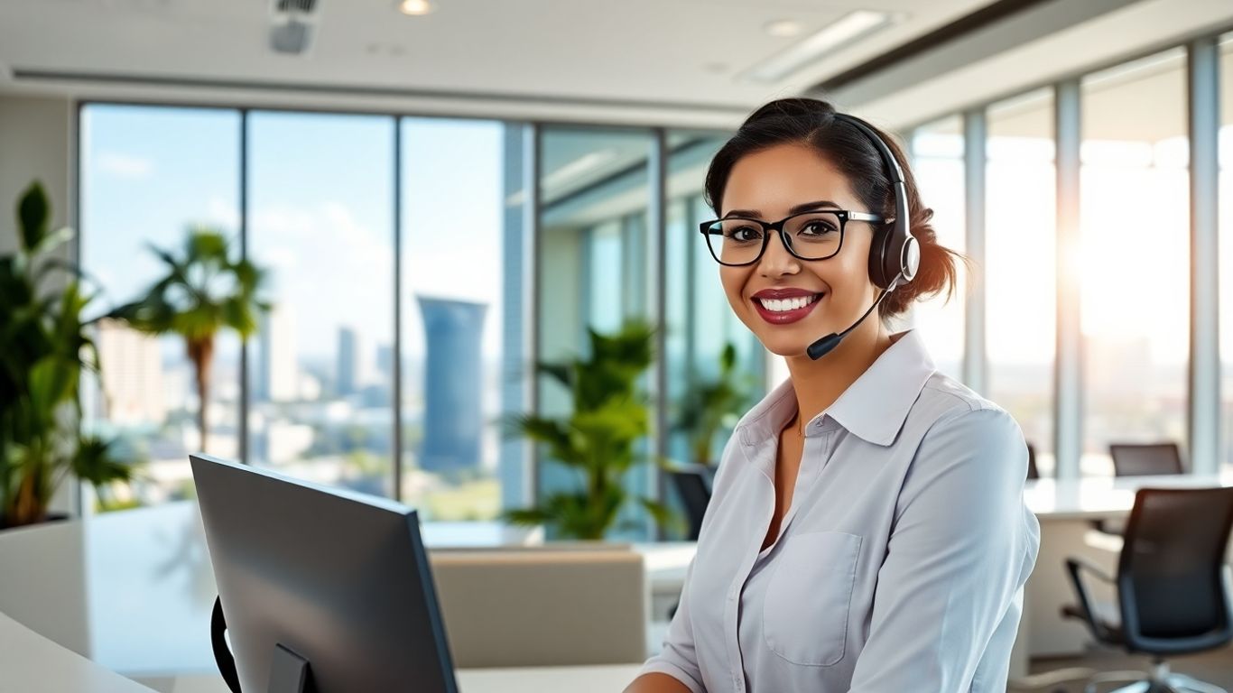 Virtual receptionist working in modern Boca Raton office