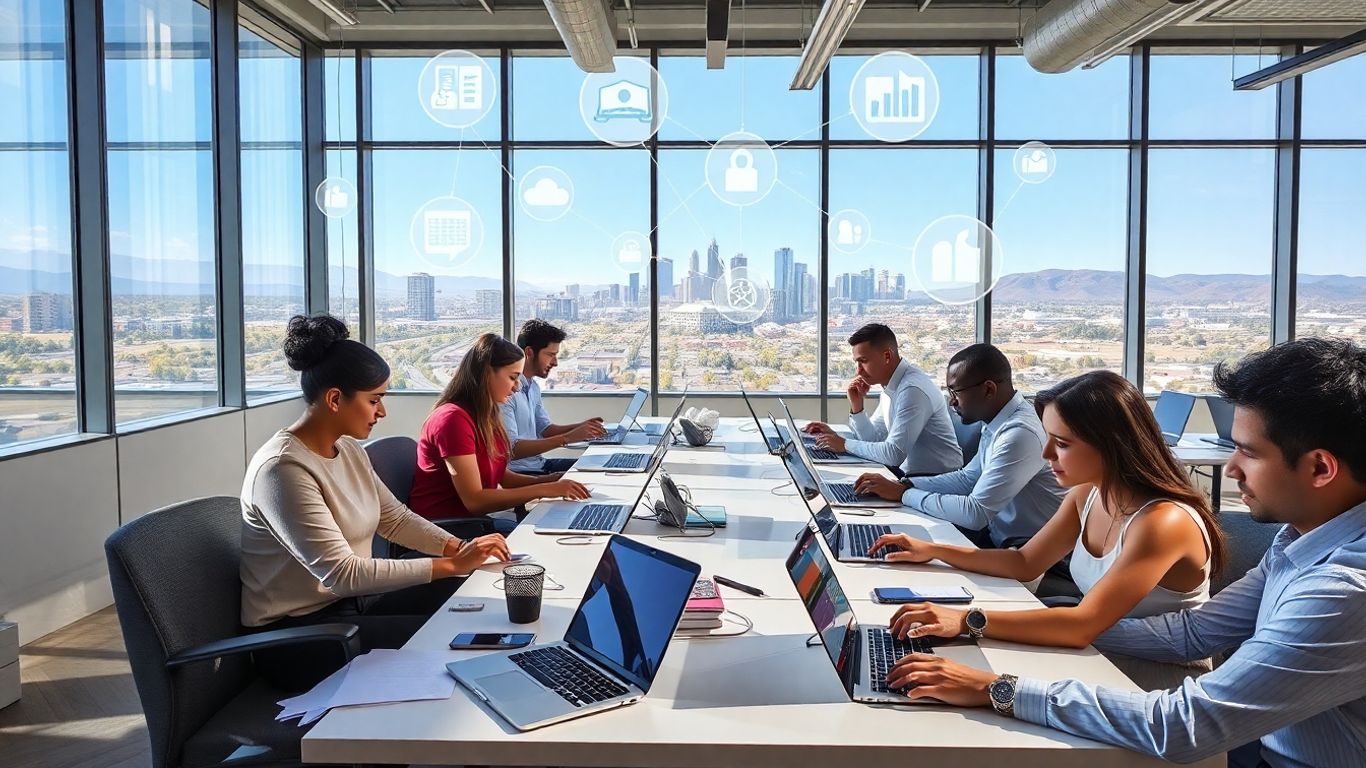 Office team integrates business tools in Boise office.