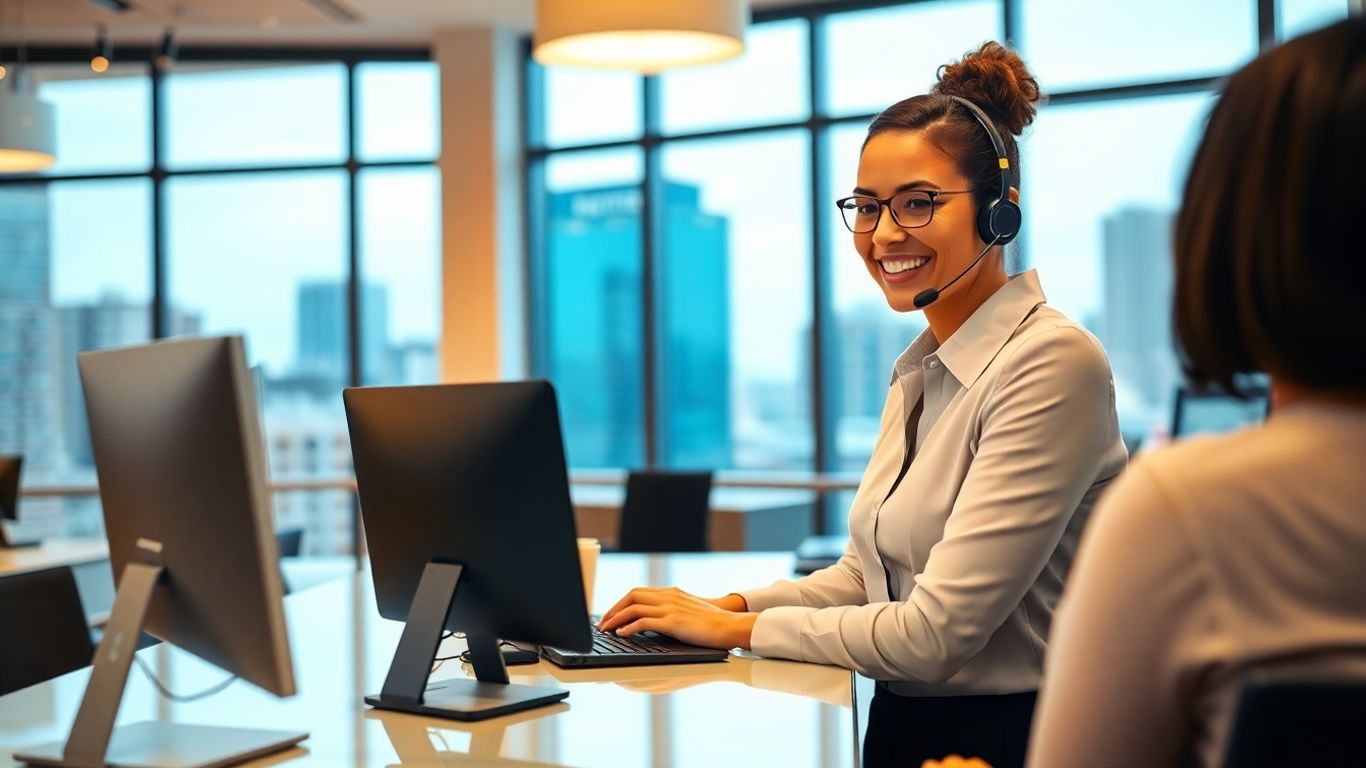 Virtual receptionist assisting customer in Cleveland office