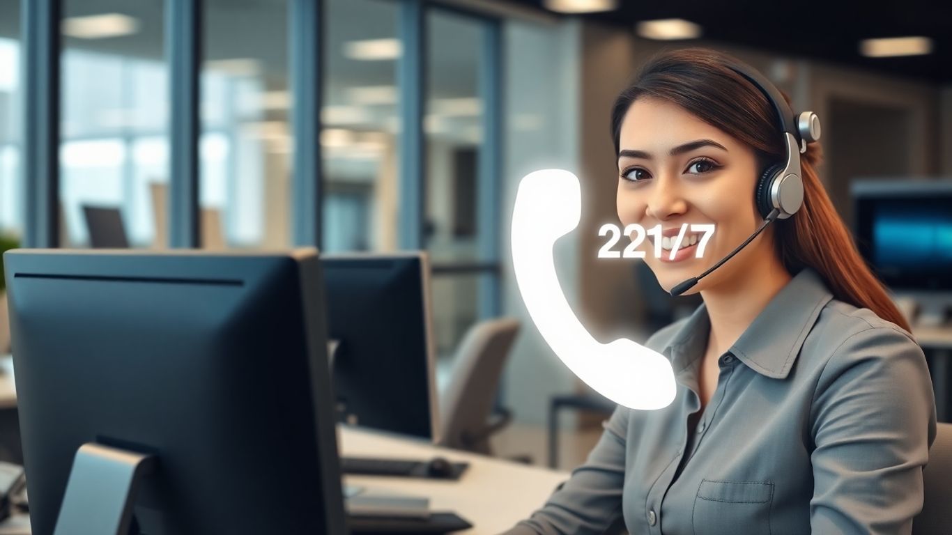 Virtual receptionist providing 24/7 business support