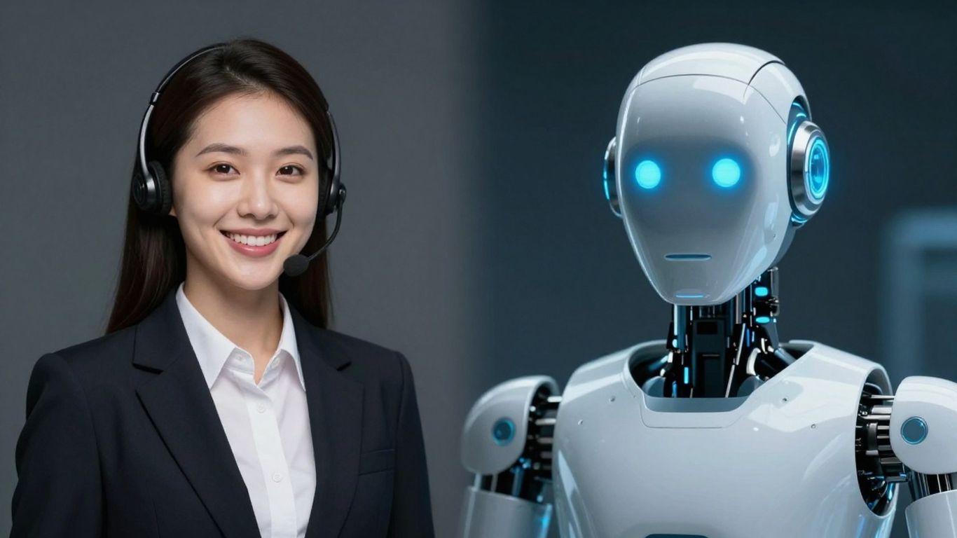 Human customer service agent versus a robot.