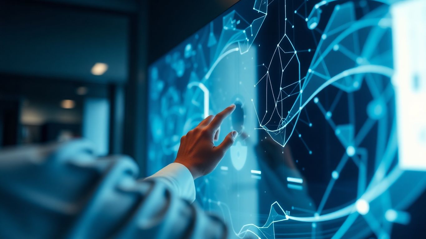 Person using advanced AI interface for client service.