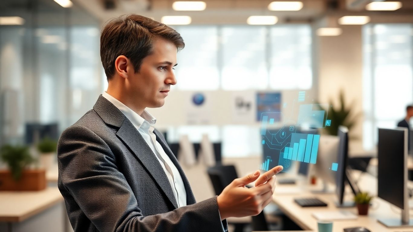 Person using a digital interface for business services.