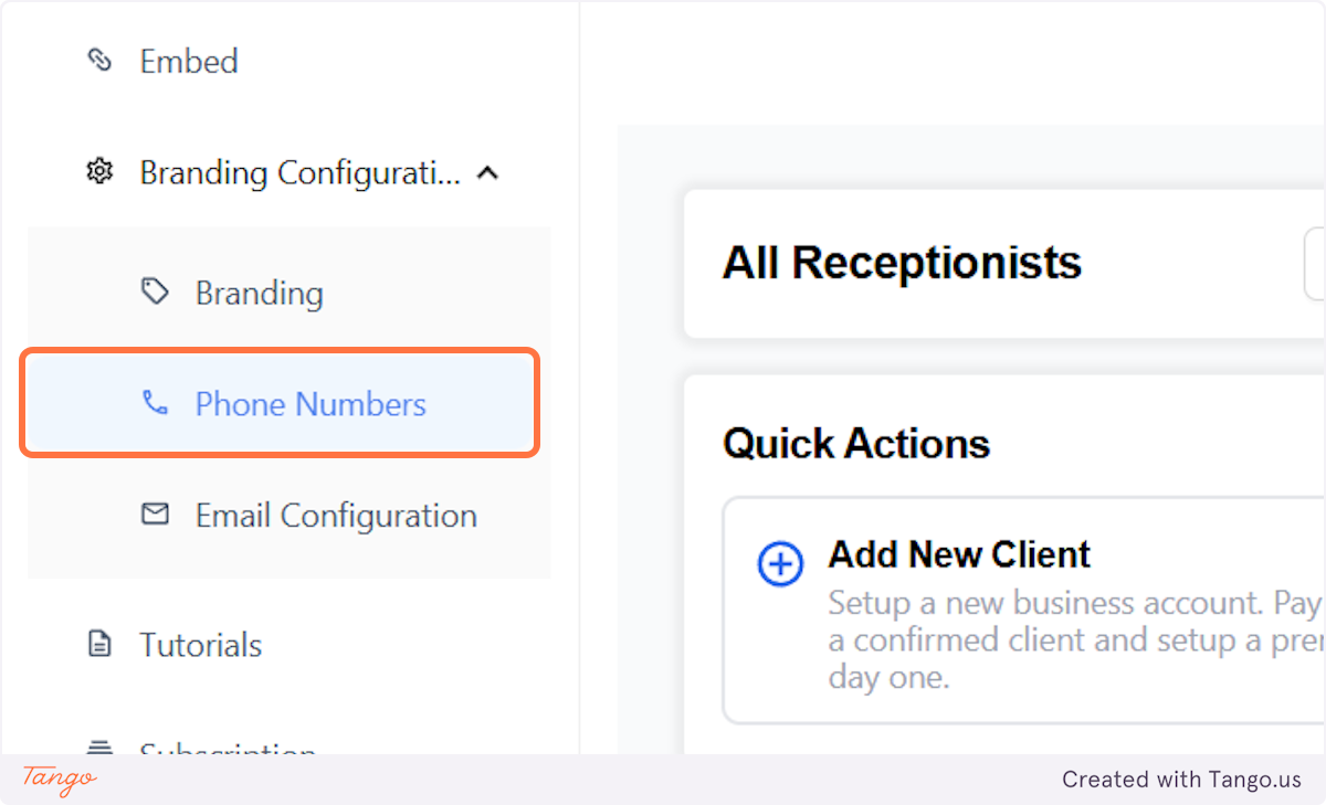 Click on Phone Numbers
