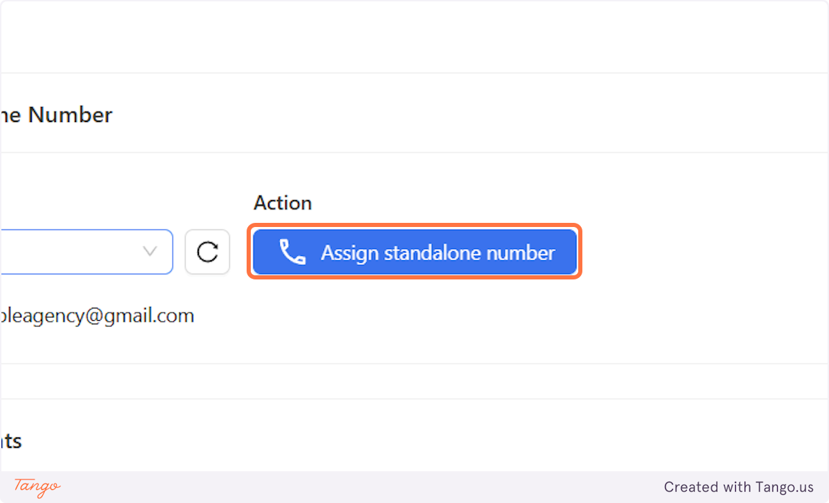 Click on Assign standalone number to get them a number