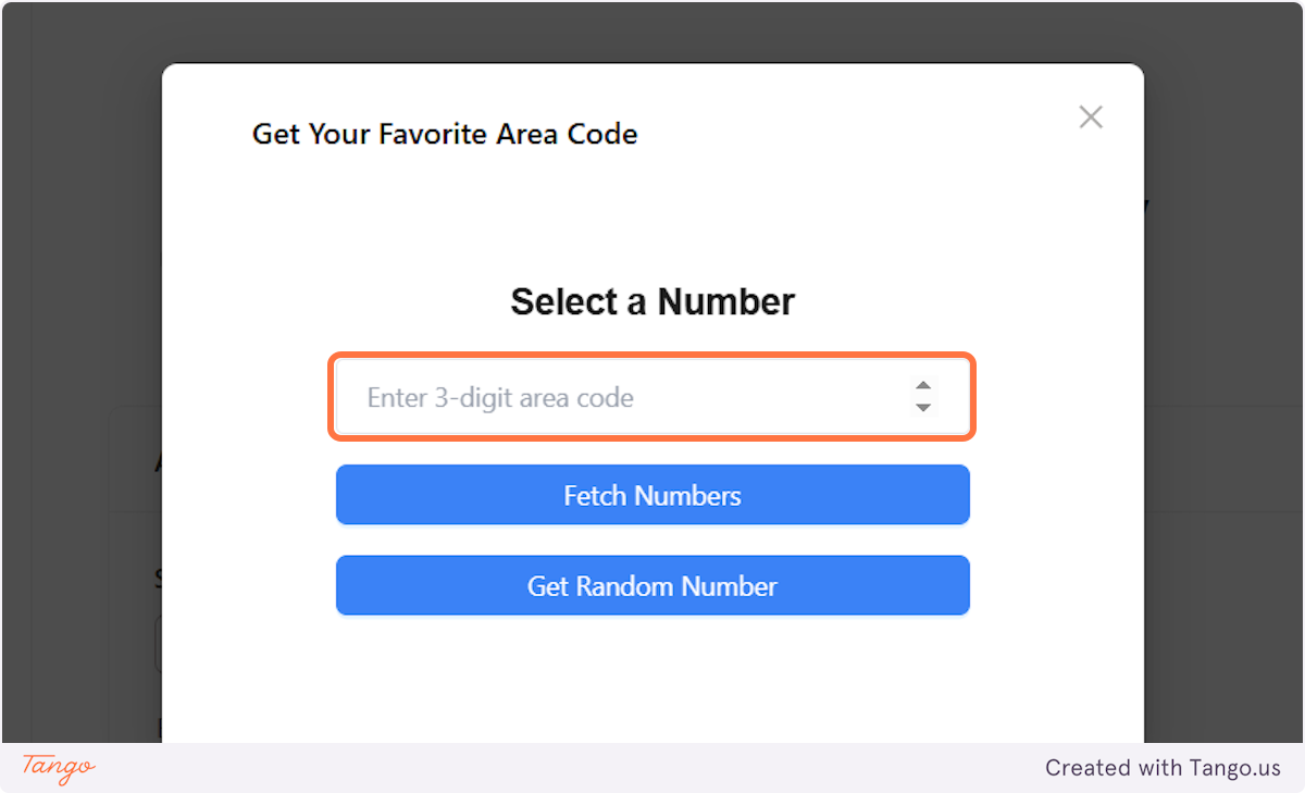 Type the area code you are interested in.