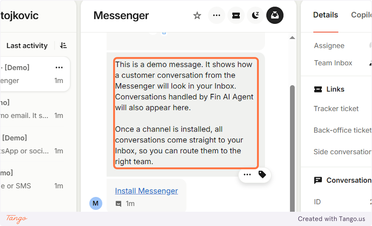 This is where you will see all the messages that your clients send you.