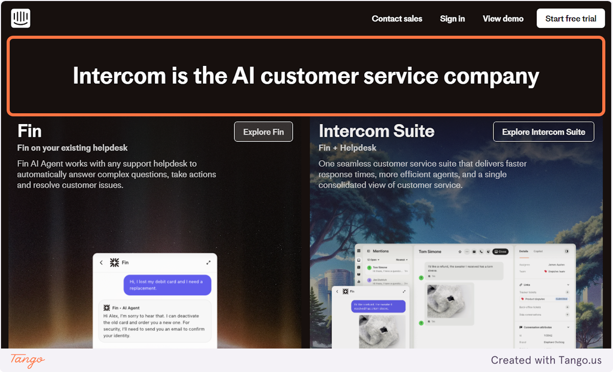 Option 1: Fin ; Option 2: Intercom Suite