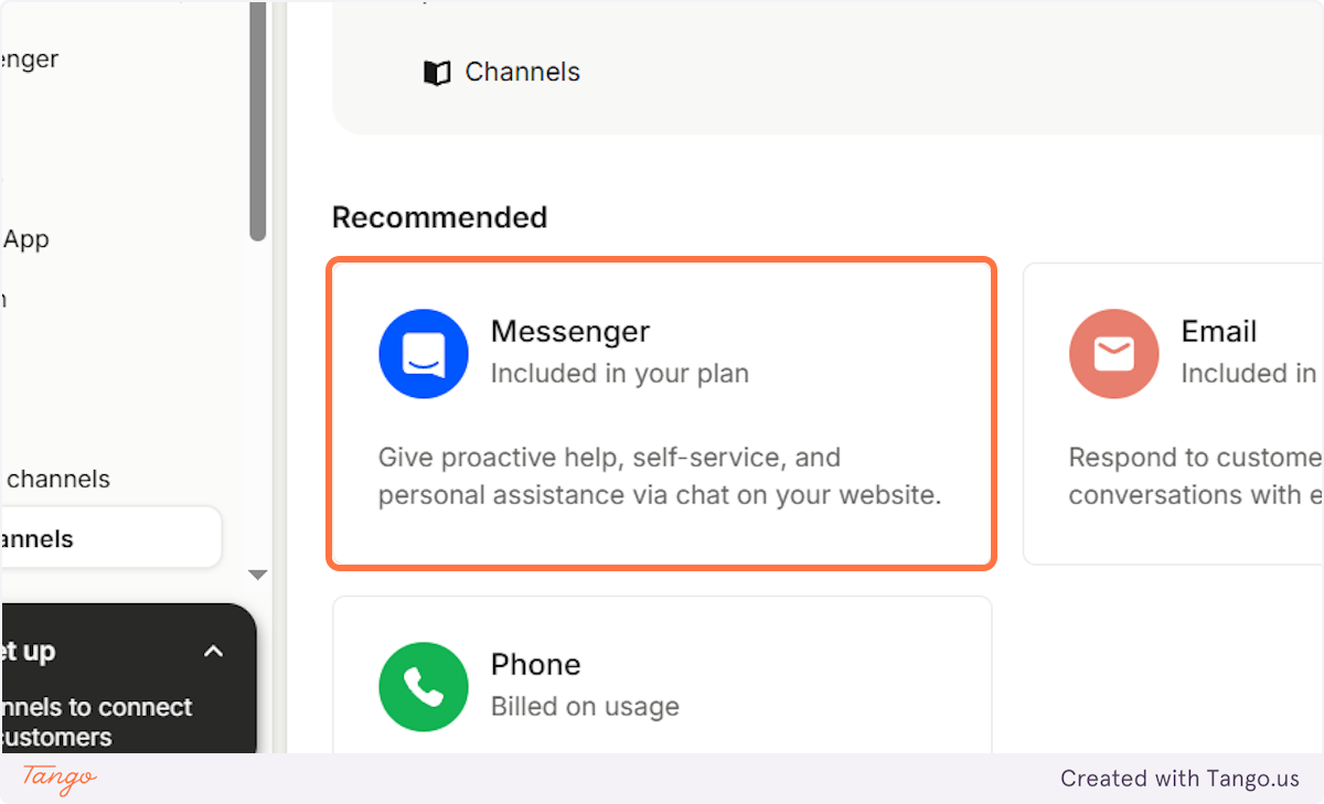 Let's connect the messenger option.