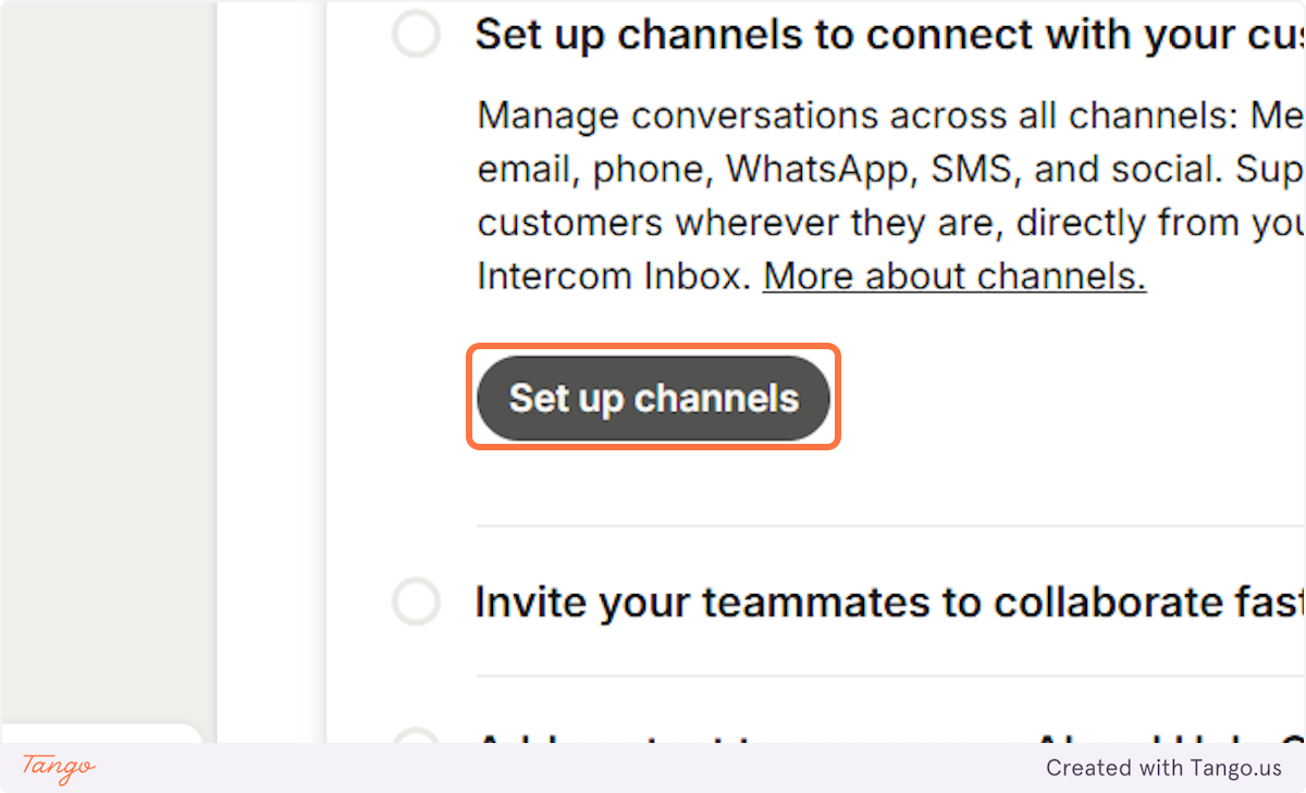Let's navigate to Set up channels