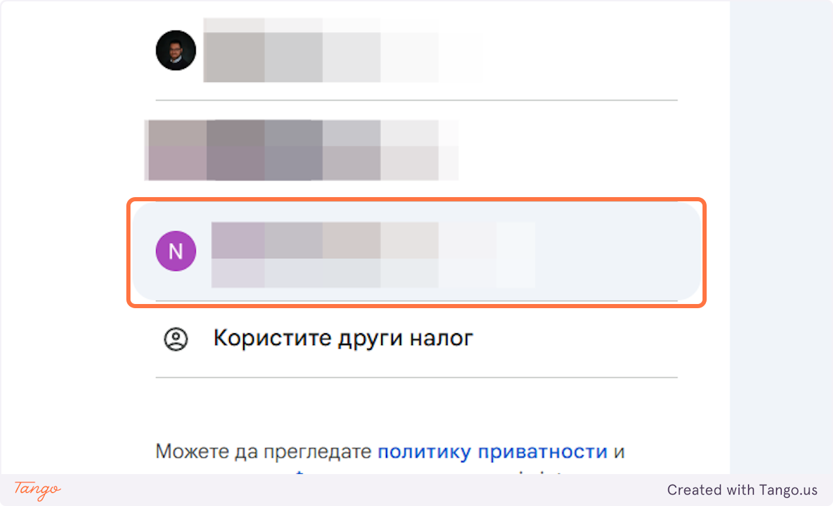 Choose the account you want to register with.