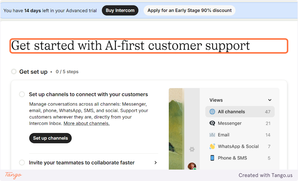 Their onboarding contains 5 easy steps to set up an account