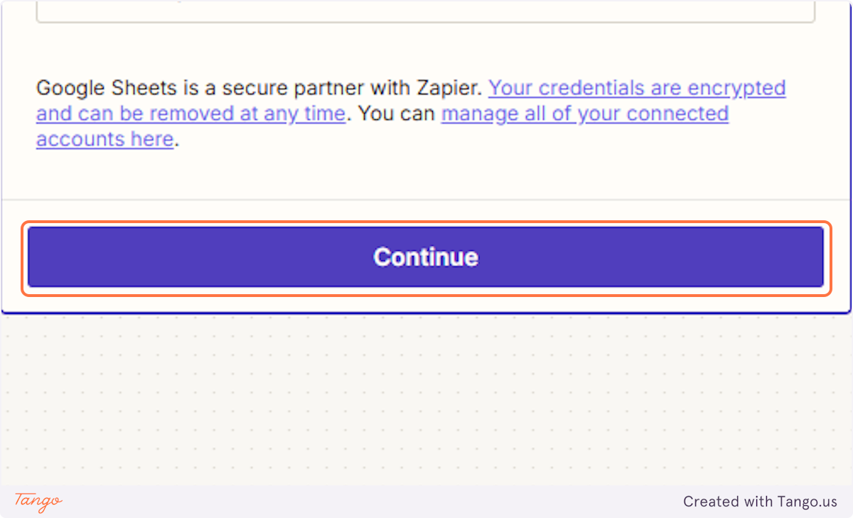 Once connected, let's click on continue.