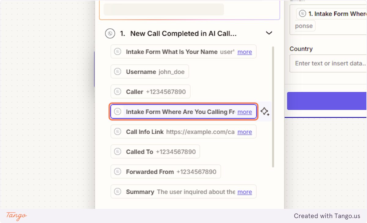 Click on the info you want to put into the sheet.