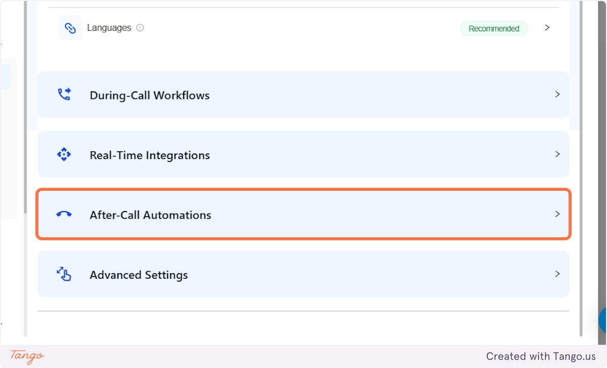 Click on After-Call Automations