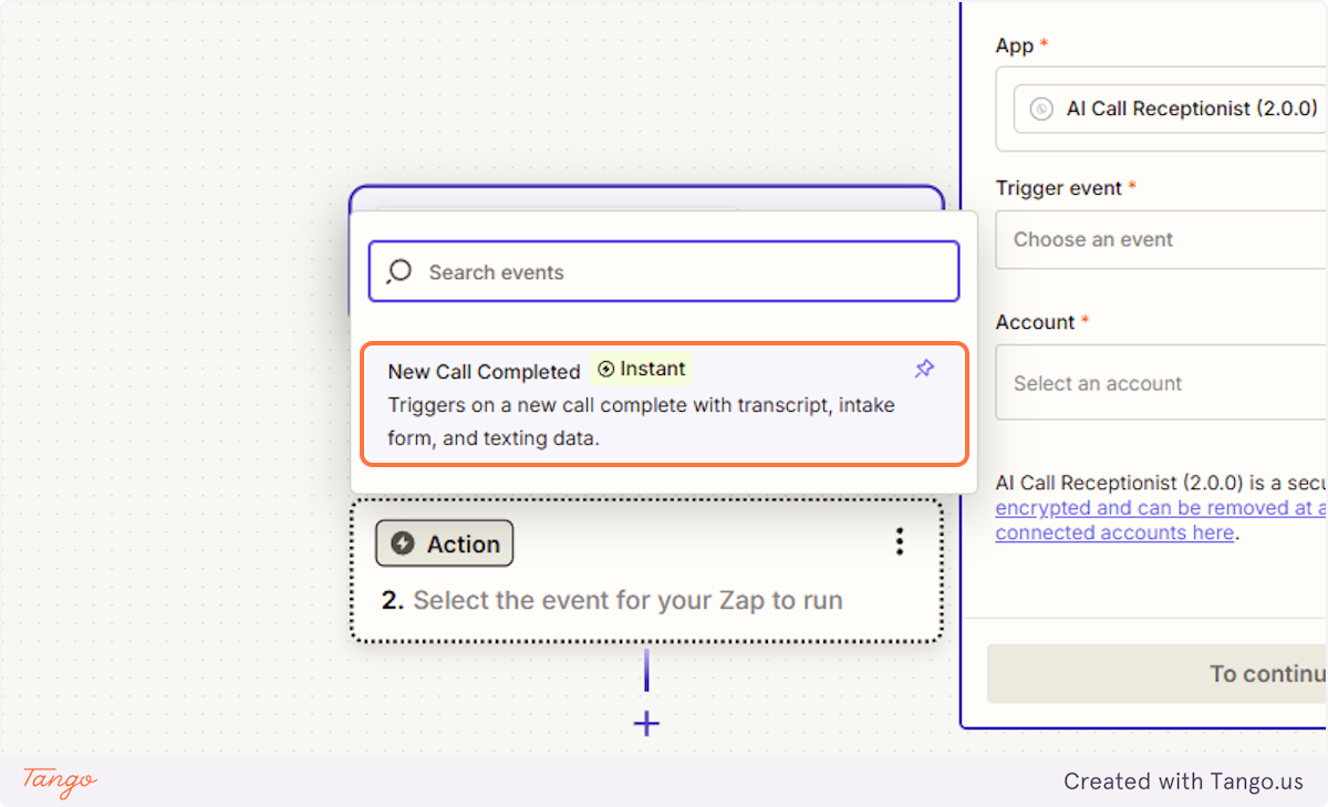 Click on New Call Completed…
