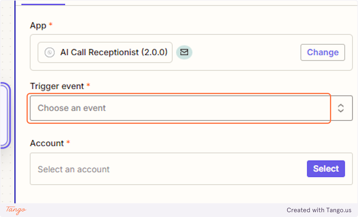 Click on Choose an event