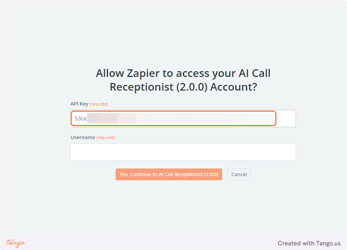 Let's paste it into the Zapier connection form.