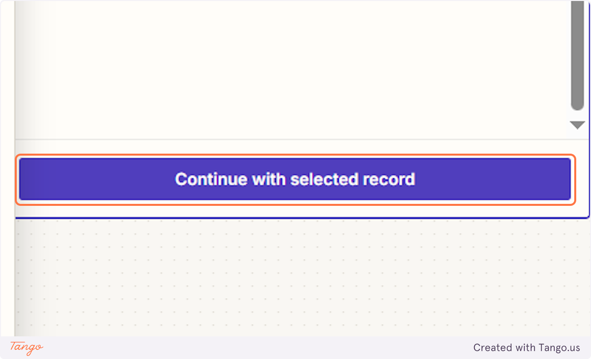 Click on Continue with selected record