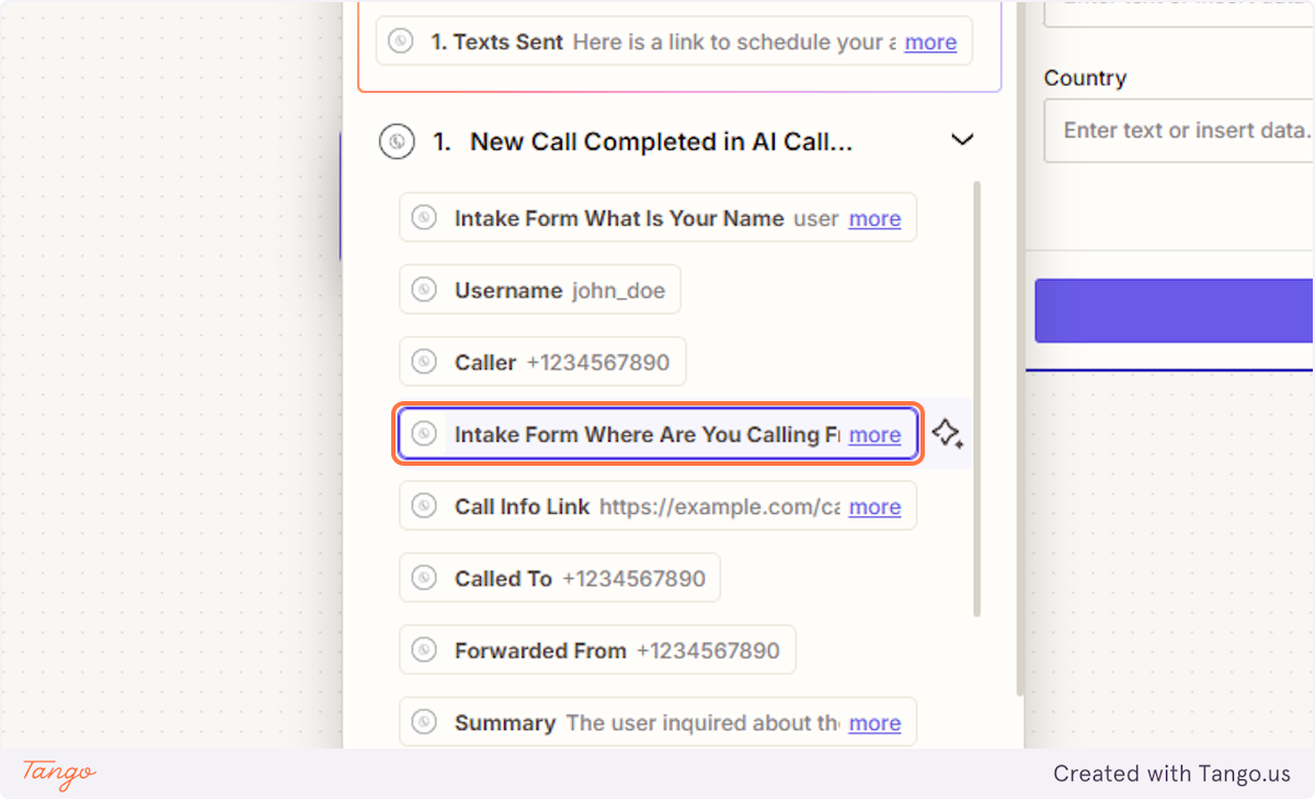 Click on the info you want to put into the sheet.