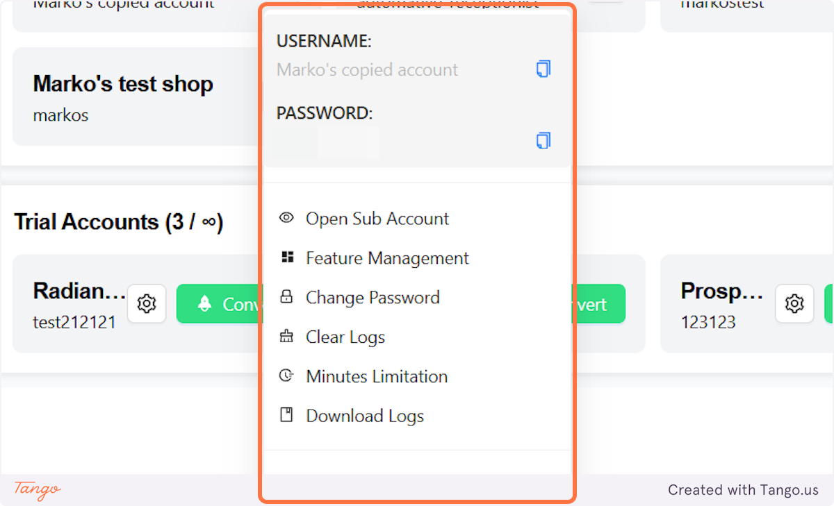 The options remain the same as for all the other accounts you create.