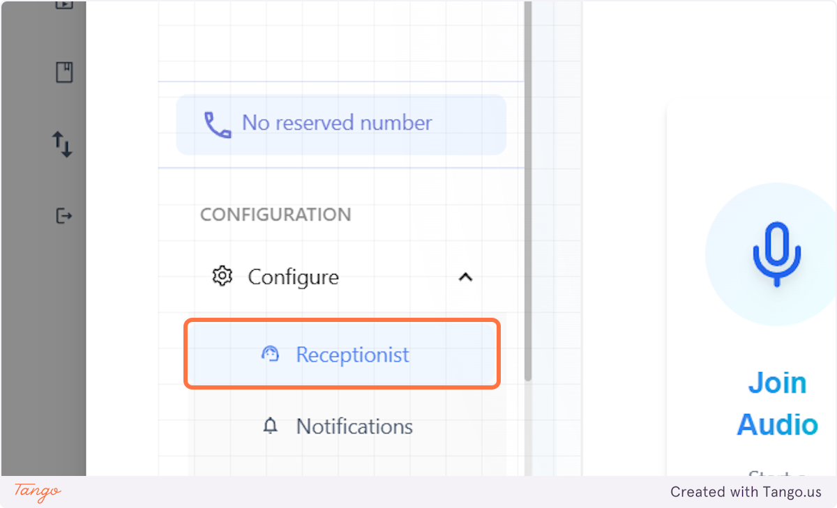 Click on Receptionist