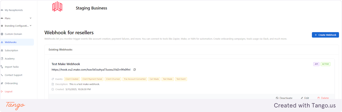 You have created your first webhook! Well done!