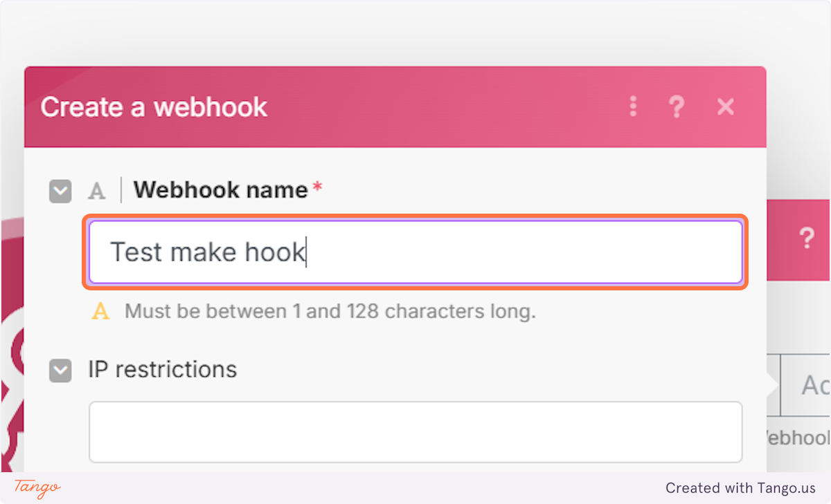 Let's name your webhook.